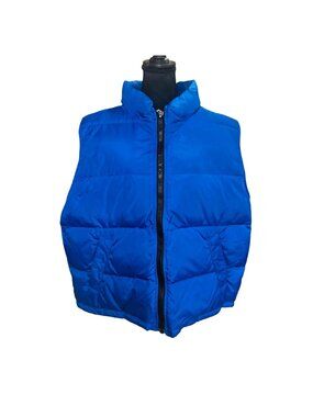 VTG Eddie Bauer Men XL Blue Goose Down Puffer Vest Full Zip Lightweight Outdoor